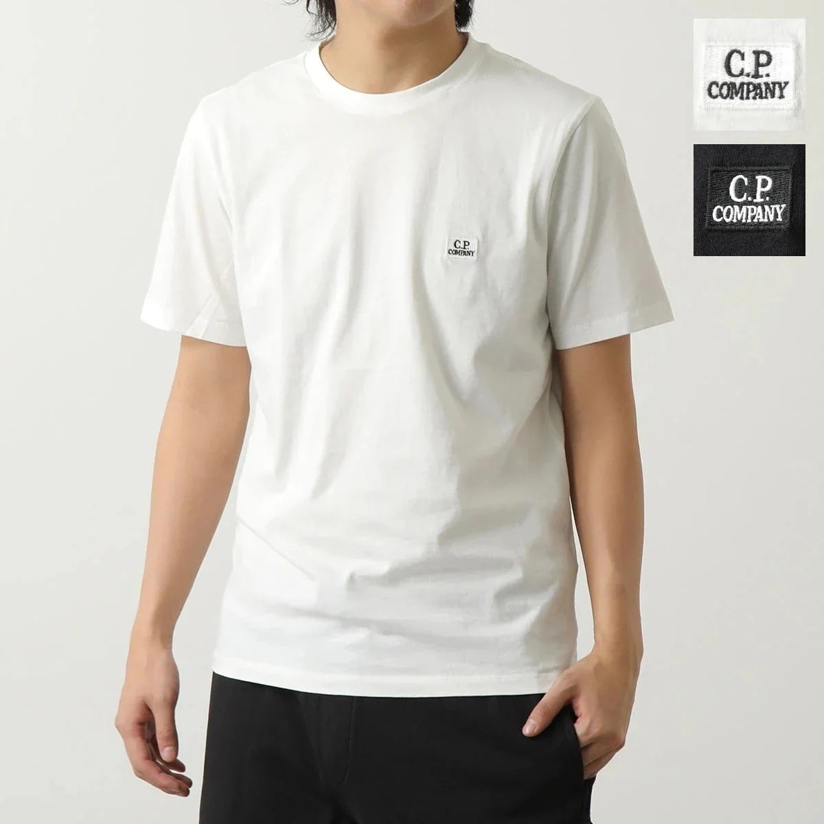 C.P.COMPANY シーピーカンパニー Tシャツ 16CMTS068A 005100W メンズ 半袖 カットソー ちびロゴ刺繍パッチ クルーネック カラー2 【mega】