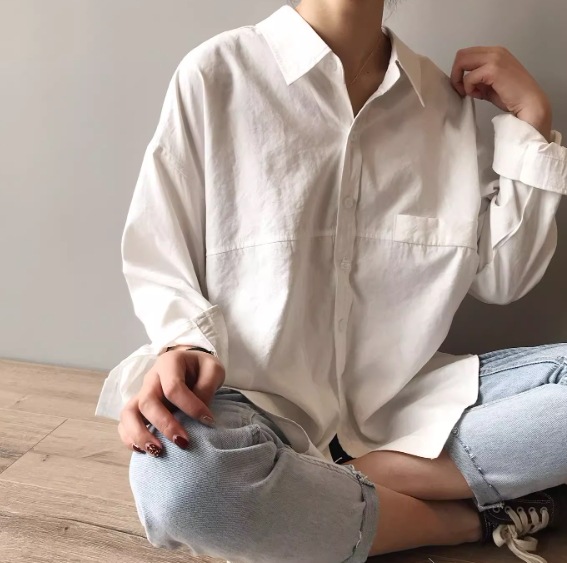 レディース トップス ブラウス カットソー 長袖 Vネック 襟付き かわいい 大人可愛い シンプル カジュアル 上品 かっこいい こなれ感 ラフ マニッシュ ボーイッシュ かっちり 学生風 ナチュラル