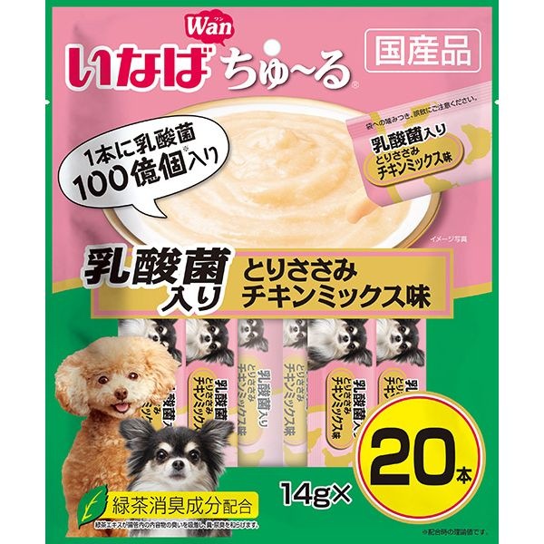 （まとめ買い）ちゅる 乳酸菌入り とりささみチキンミックス味 14gx20本入 犬用おやつ [x4]