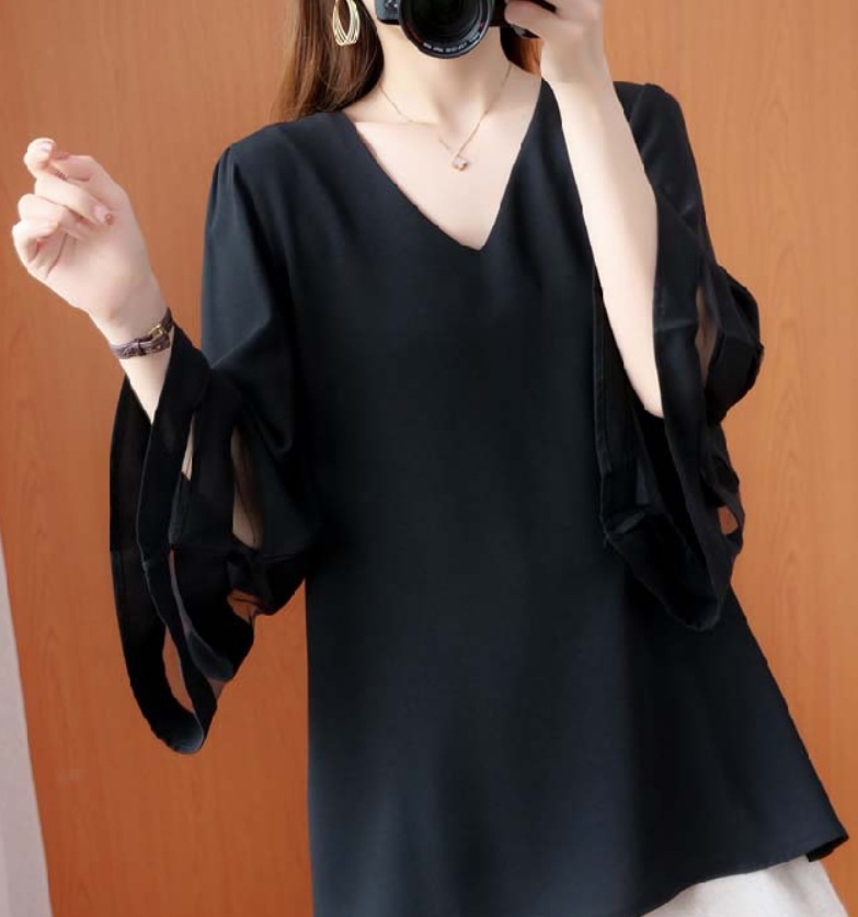 デート モテアイテム カットソー 五分袖 フレアスリーブ シフォン 可愛い きれいめ 上品 おしゃれ かっこいい 可愛い ラブリー キュート ガーリー クール モード系 セクシー エレガント