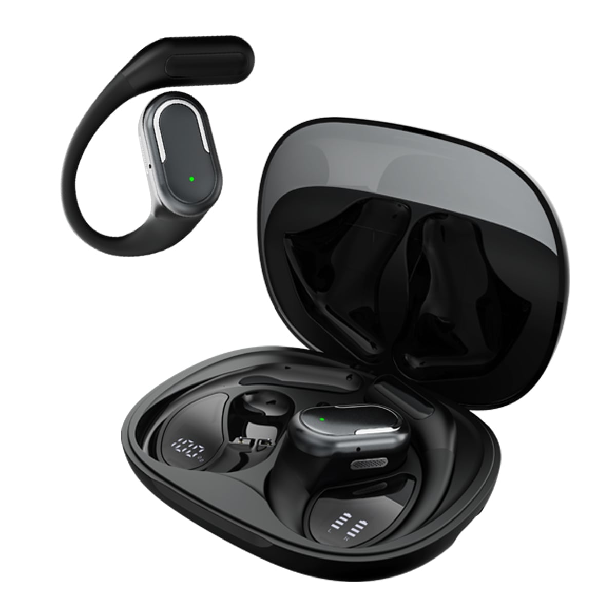 OWS ワイヤレスイヤホン T5 耳掛け式イヤホン イヤーフック ボタン マイク 片耳 両耳 bluetooth イヤホン 低遅延 高音質 マイク付き 長時間 スポーツ 防水