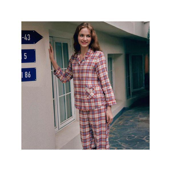 正常カップルパジャマ 先染め 20番手 両面起毛 女性パジャマ SPA2533W A_P409903896