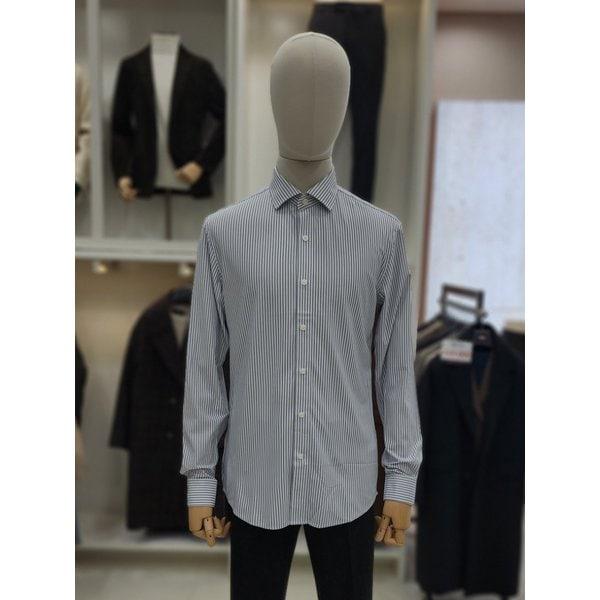 [始興店] [AND Z()] ストライプ グレー スパン シャツ (BZD5WD1201 SGR)
