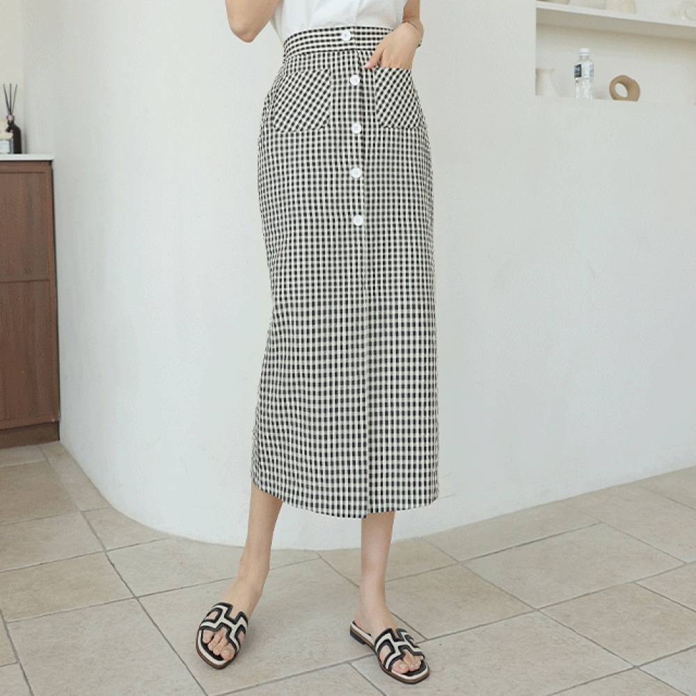 クリック＆ファニー ゼンディッシュシアサッカー チェックスカート