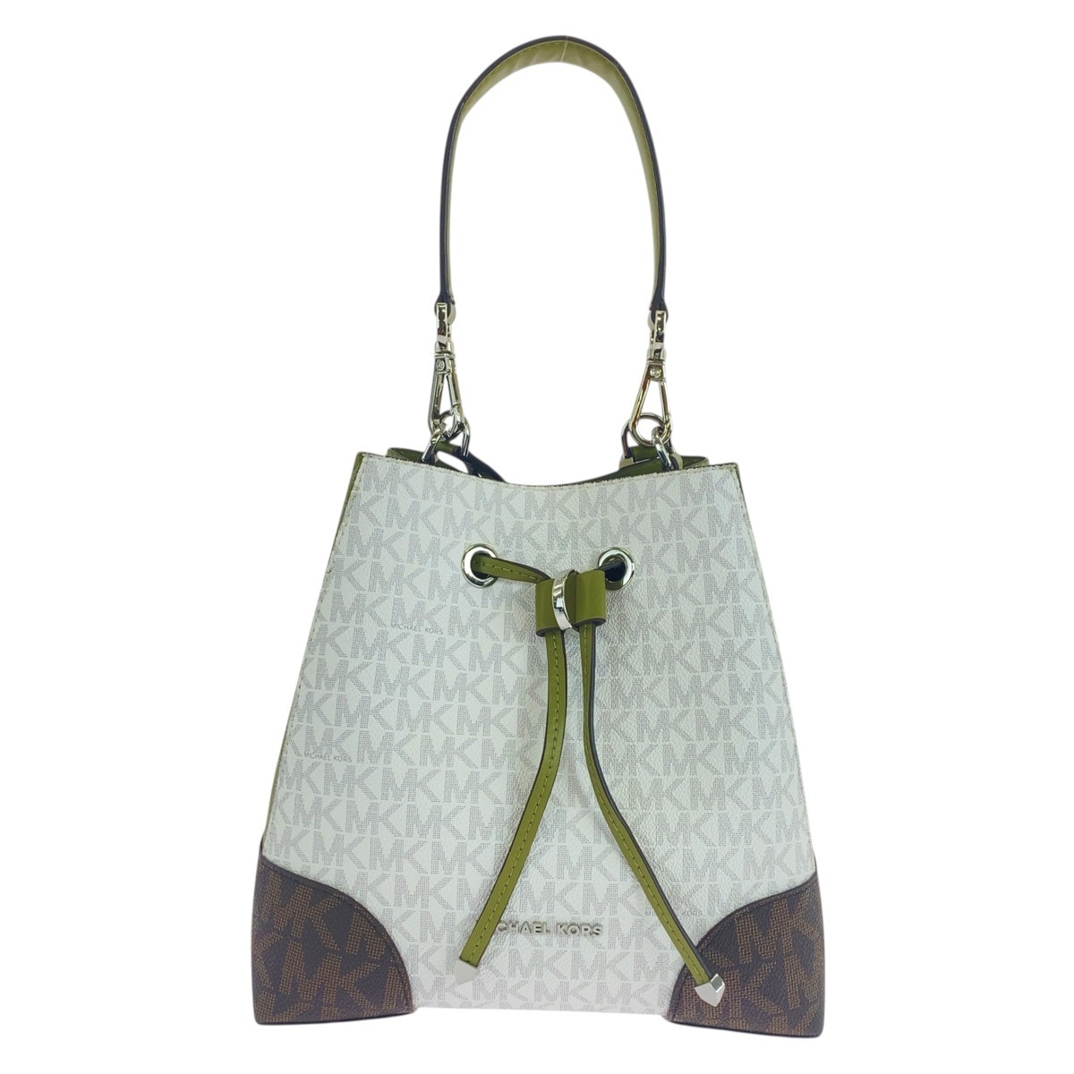 美品 ホワイト マルチカラー シルバー金具 PVC ハンドバッグ ショルダーバッグ 2WAY レディース 504007