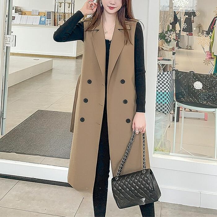 ジャケット アウター ノースリーブ 羽織 コート テーラードジャケット レディース エレガント きれいめ カジュアル おしゃれ ロング丈 ベスト ジレ 薄手アウター オフィス 通勤 ベージュ 春 夏