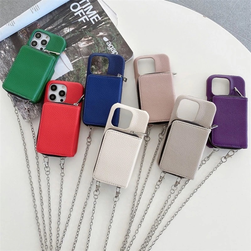 iPhoneケース ショルダー付き 斜めがけ カード収納 ファスナー付き 小銭入れ スタンド機能 耐衝撃 落下防止 全面保護 お洒落 iPhone15/14/13/12/11/XS 携帯ケース