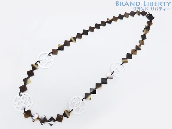 未使用エルメスディーヴァバッファローホーン水牛ロングネックレスバッファローホーンラッカーウッド