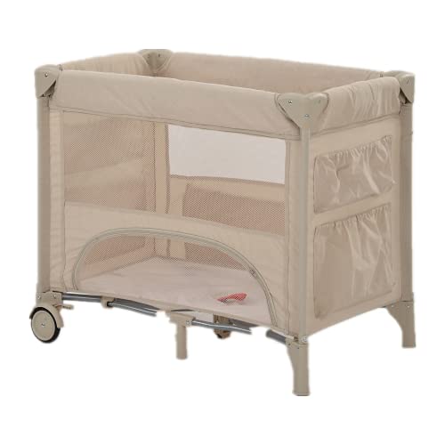 プレイヤード ベビーベッド 折りたたみ ベビーサークル お昼寝マット キャリーバッグ付 マットレス付 出産祝い プレゼント ベビー用品 お誕生日 お祝い ベージュ