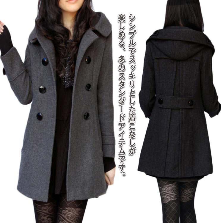 チェスターコート アウター ダッフルコート ピーコート レディース ロングコート 羽織り きれいめ スリム Aライン フード付 ダブルボタン 中綿 防寒 大きいサイズ 大人可愛い おしゃれ メルトンコ