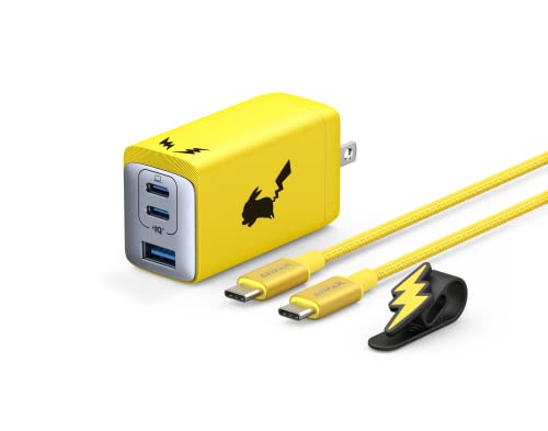 Anker USB急速充電器 65W ピカチュウモデル (USB PD 充電器 USB-A & USB-C 3ポート)【独自技術Anker GaNPrime採用 / PowerIQ 4.0 搭載 /
