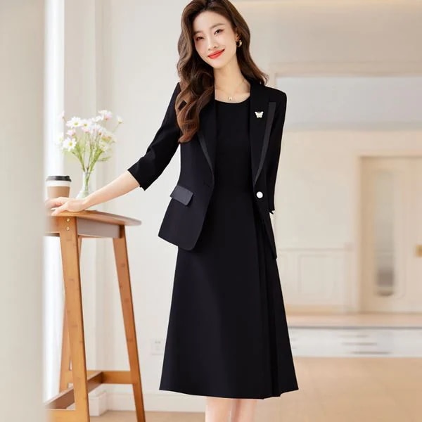 SNSで話題大きいサイズ ワンピスーツ セットアップ ジャケット ワンピース ワンピセット スーツ レディーススーツ OL 卒業式 入学式 通勤 通学 制服 ビジネス インスタ 撮影 七分袖ジャケッ