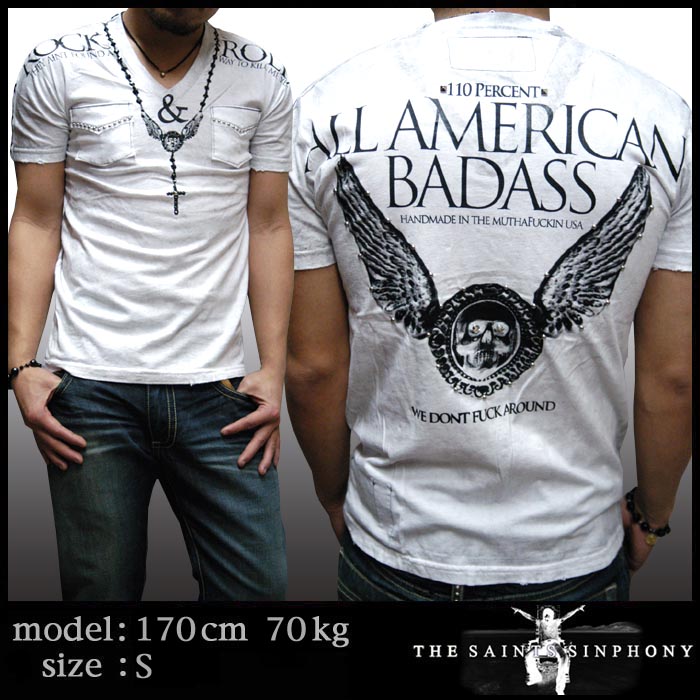 セインツシンフォニー THE SAINTS SINPHONY メンズ Vネック Ｔシャツ メンズ NIXON セイントシンフォニー 半袖 シャツ セインツ シンフォニー LAセレブ セレカジ カジュア