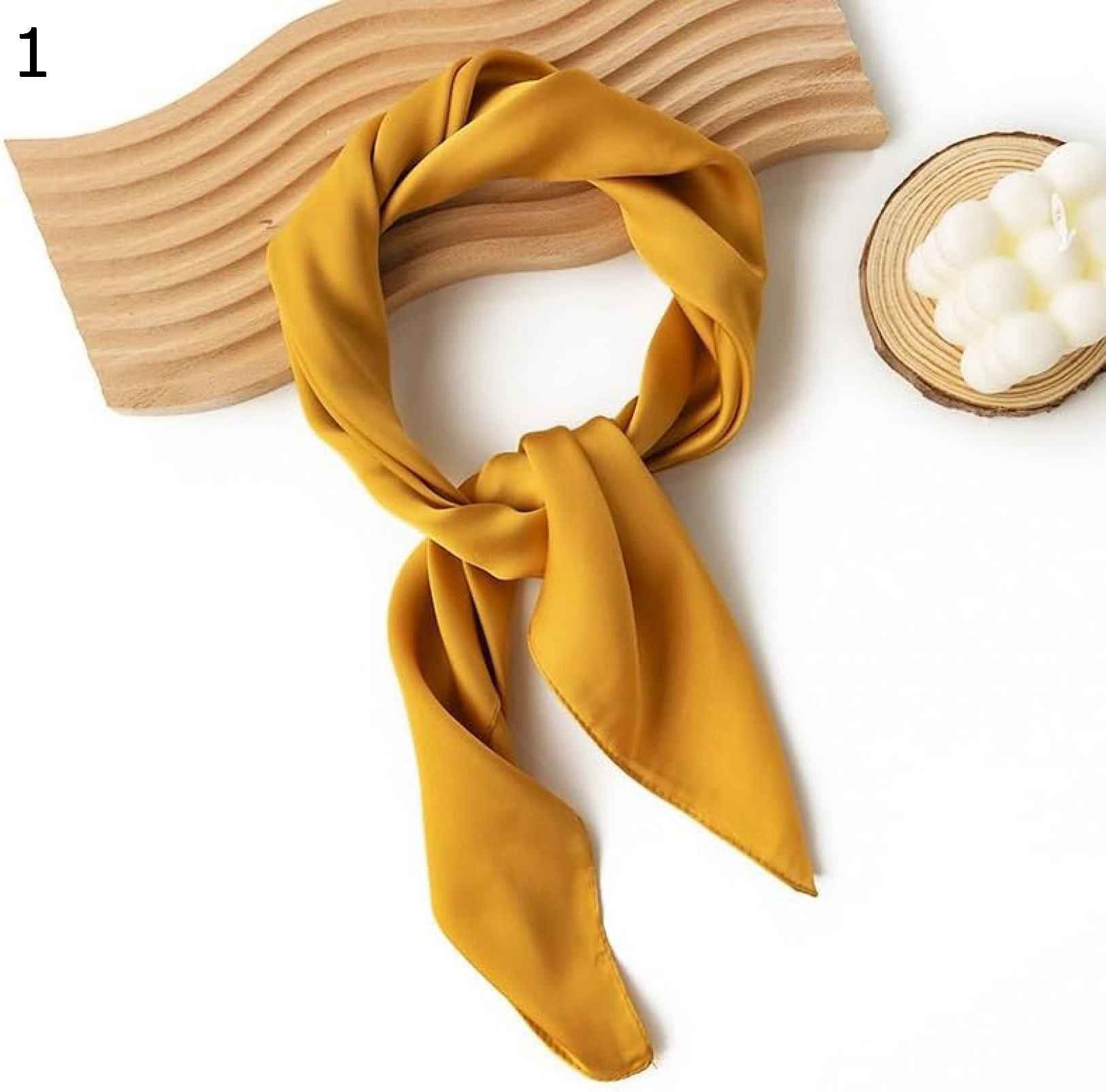 【20%OFFクーポン～】エレガントなイミテーションスカーフ無地シンプルな多用途春秋薄いファッショナブルな小さな正方形スカーフ通勤女性 スカーフ (Color : Yellow Size : 70