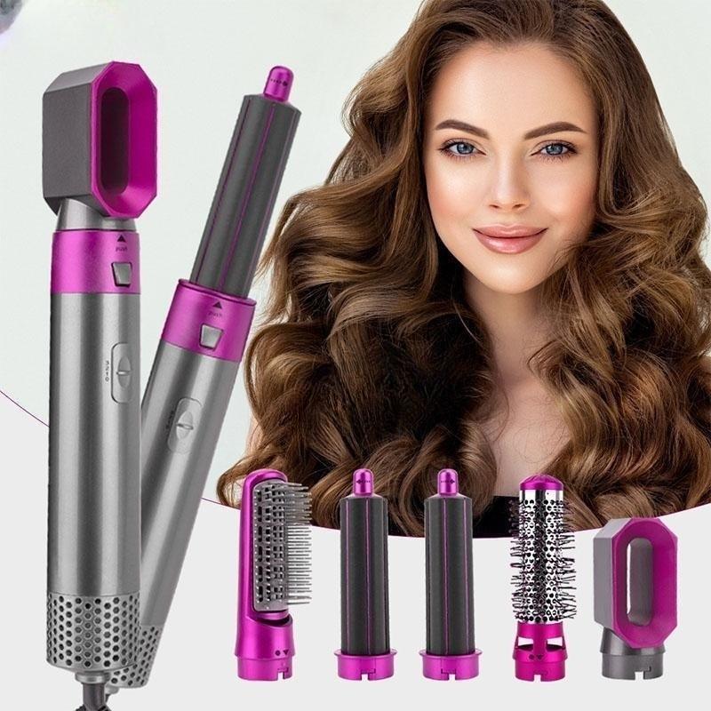 ヘアアイロン 多機能 ホットエアーブラシ 5 IN 1カールアイロン 電熱 ヘアドライヤー カール 3段階温度調節 美髪ドライヤー 自動巻き直両用コーム