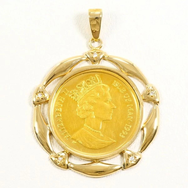 マン島キャット 1/5oz 1/5オンス コイン ペンダントトップ ダイヤ カード鑑別書 中古