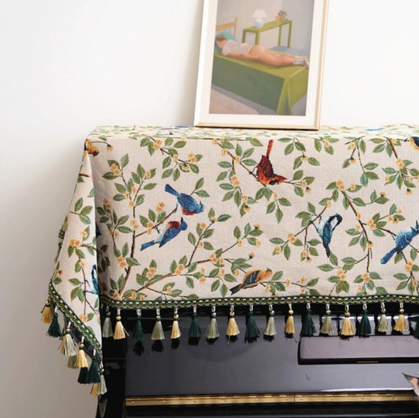 タイムセールピアノカバー 2点セット ピアノカバー キーボードカバー 椅子カバー リネン　アップライト トップカバー 北欧 標準直立型ピアノ用 しゃれ ピアノ掛け 汚れ防止 便利 ヨーロッパ風 高級感