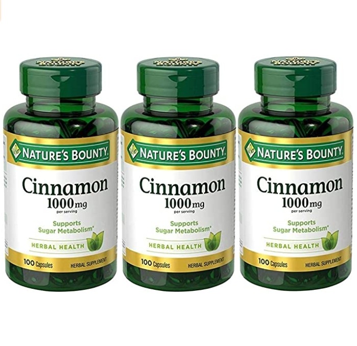Natures Bounty Cinnamon Pills and Herbal Health Supplement Promotes Sugar Metabolism and Heart Heal