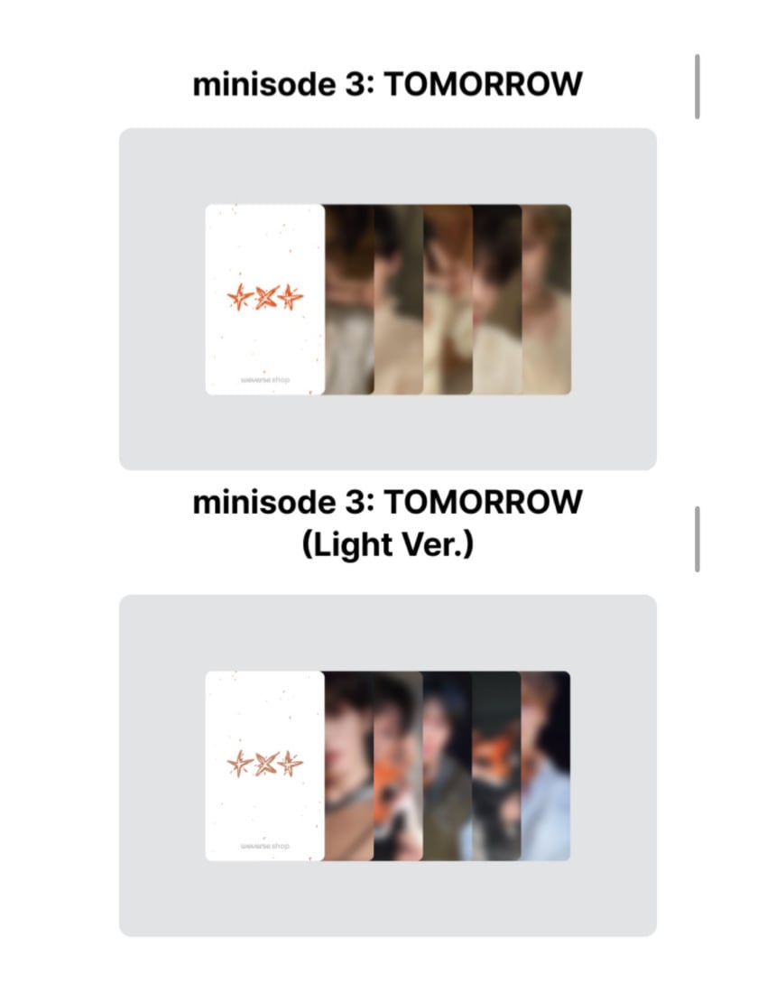 TXT SHOWCASE GIFT 特典トレカ5枚セット minisode3 :TOMORROW
