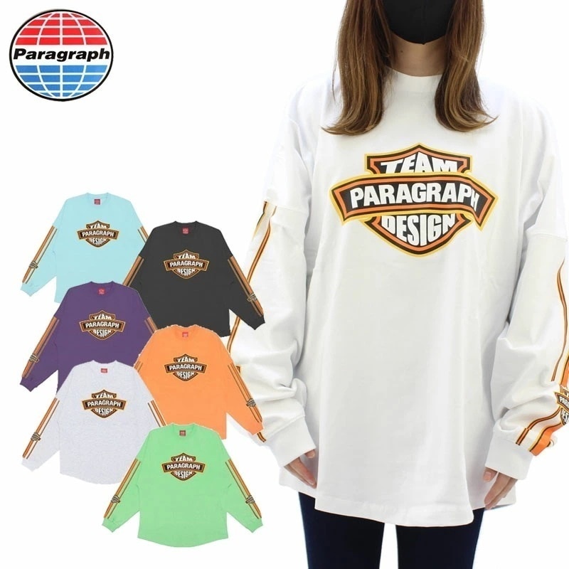 パラグラフ TEAM SLEEVE LINE LONG SLEEVE T-SHIRT NO.018 NO.18 ロゴ ロングTシャツ メンズ レディース 長袖 ロンT カットソー