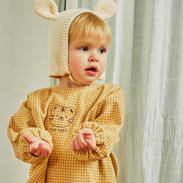 イエローチェック長袖上下(MIFTES01)