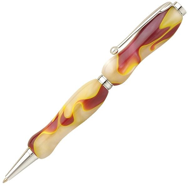 日本製 アクリルボールペン Marble Penクロスタイプ/芯：0.7mmフローホワイト/WhiteBrown