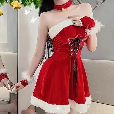 かわいい ワンピース サンタコスプレ 25大人気サンタ セクシー コスプレ トナカイカシャ レディース