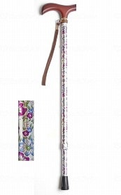 ウェルファン 夢ライフステッキ 柄杖伸縮型（スリムタイプ） 花シルバー ギフトボックス仕様 009714