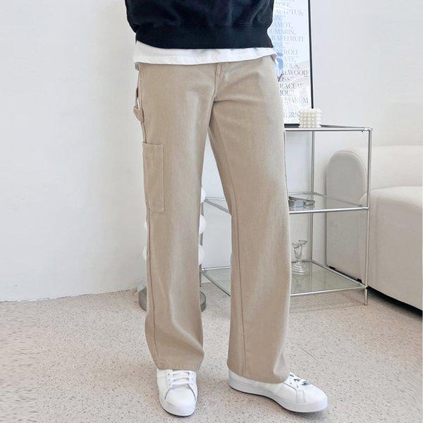 メンズ セミ ワイド ビッグサイズ ポケット パンツ DJ2-PTS-SSIN5006M-ブラック