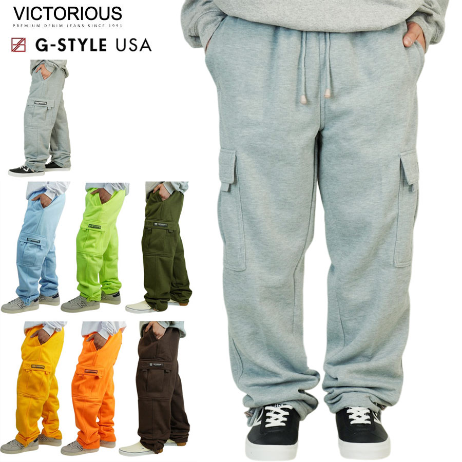 VICTORIOUS ビクトリアス G-STYLE USAメンズ カーゴパンツSWEAT CARGO PANTSスウェットカーゴパンツネオン イエロー グリーン 5,571円