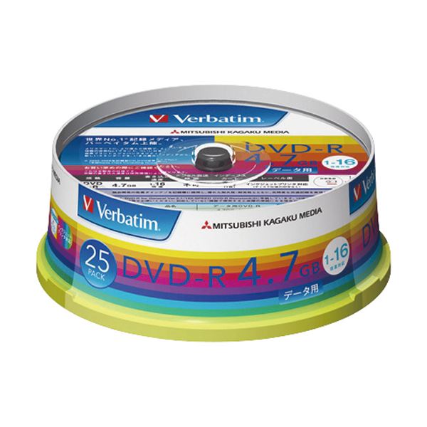 （まとめ）バーベイタム データ用DVD-R4.7GB 1-16倍速 ホワイトワイドプリンタブル スピンドルケース DHR47JP25V1 1パック（25枚）5セット