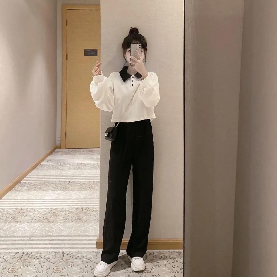 セットアップ ブラウス プルオーバー ストレートパンツ ロング ロング丈 袖あり 長袖 ボリューム袖 Uネック 襟なし ハイウエスト 上下セット 2点セット ツーピース かわいい 大人可愛い きれいめ