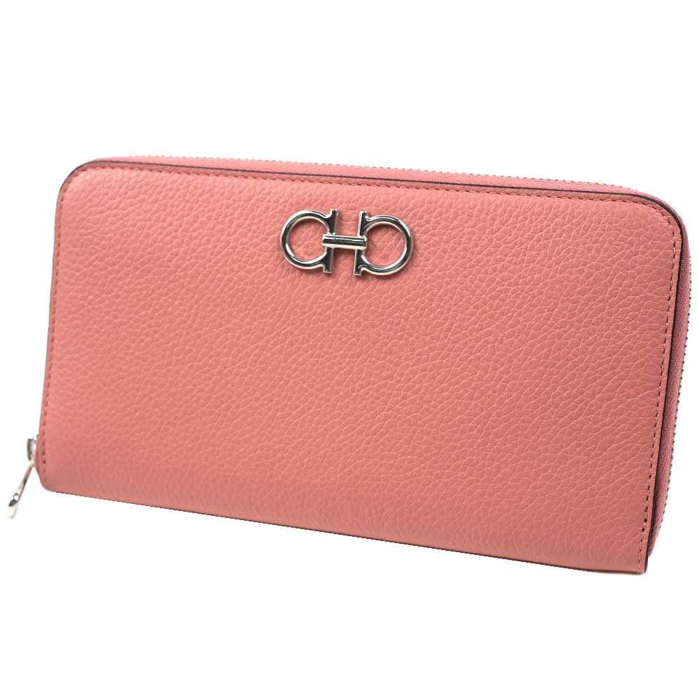 フェラガモ 長財布 ラウンドファスナー ガンチーニ レディース ピンク Ferragamo GANCINI 220405 758662 220405-758662