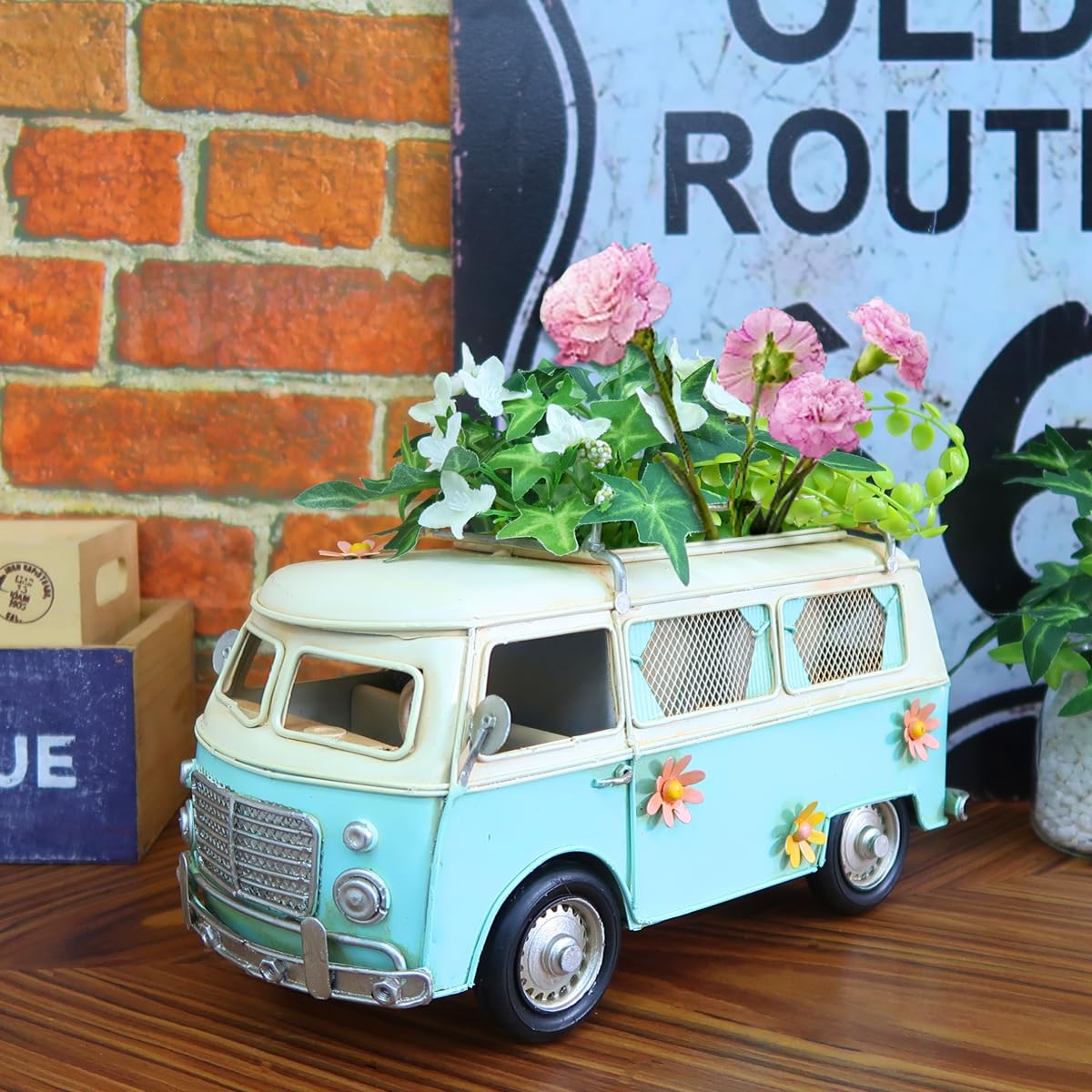 【WNJAPAN】プランタースタンド おしゃれ フラワースタンド ガーデニング アメリカン雑貨 レトロ ワーゲンバス 園芸 庭造り植木鉢 車 アメ車 BN-67 [並行輸入品]