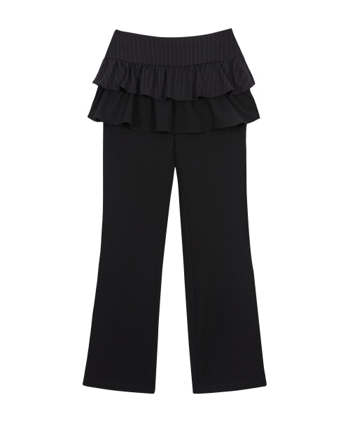 【ILLIGO】 Ruffle Color-Blocked Skirt Pants Black 正規品