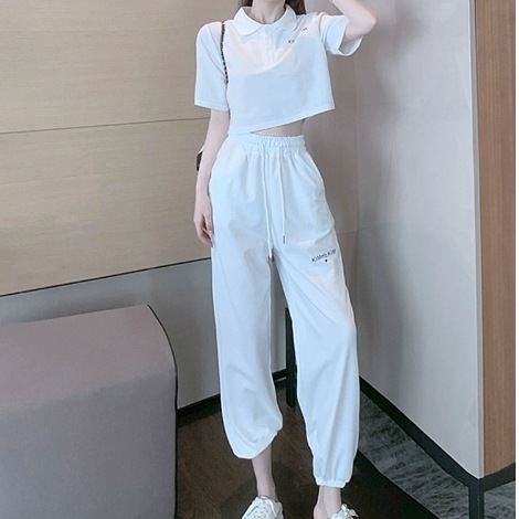 レディース トップス パンツ ボトムス シャツ ブラウス プルオーバー セットアップ スウェットパンツ Tシャツ ショート 半袖 襟付き 角襟 ストレート Iライン かわいい 大人可愛い きれいめ