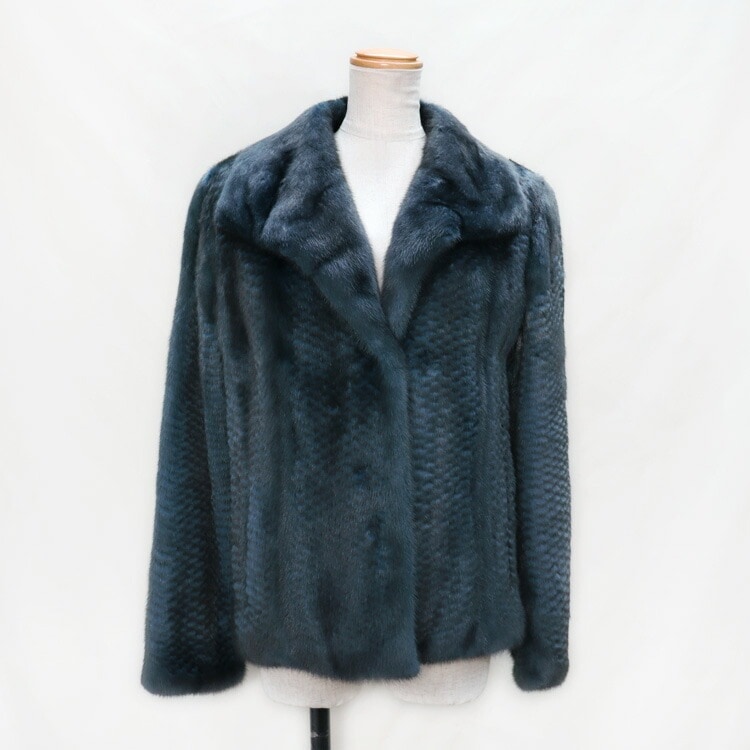 ミンク ファー ジャケット ブルー くすみカラー 送料無料 レディース ギフト プレゼント
