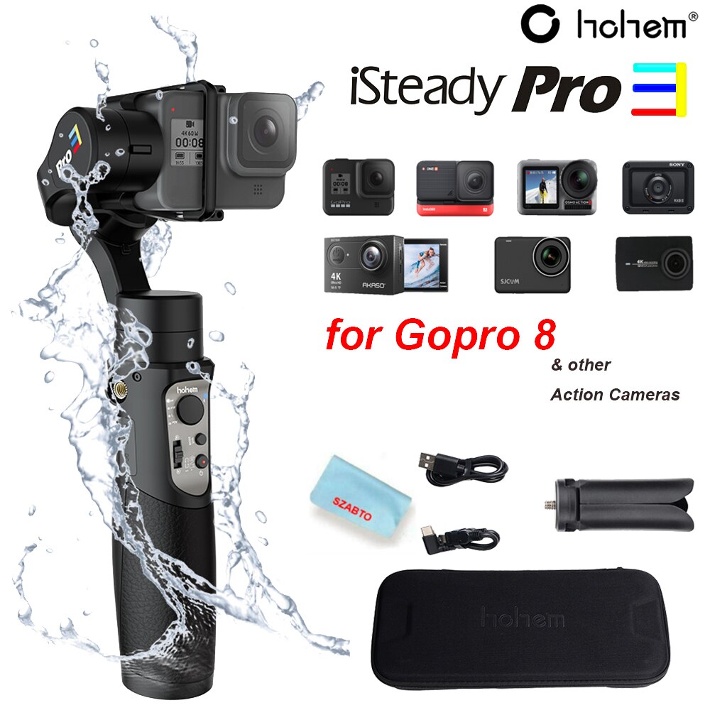 Pro 3ハンドヘルド3軸WiFiアクションカメラジンバルスタビライザーIPX4スプラッシュプルーフアンチシェイクAPPリモートコントロールミニ三脚GoPro Hero 8/7/6/5/4/3