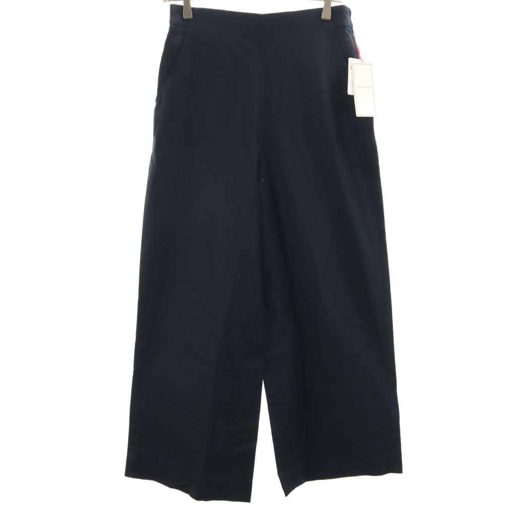 未使用 リネンブレンド ワイドパンツ 38 ネイビー タグ付き レディース