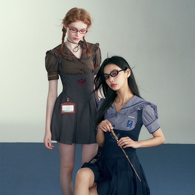 ハリーポッタージョイント風フィッシュボーンウエストサスペンダースカートカレッジ