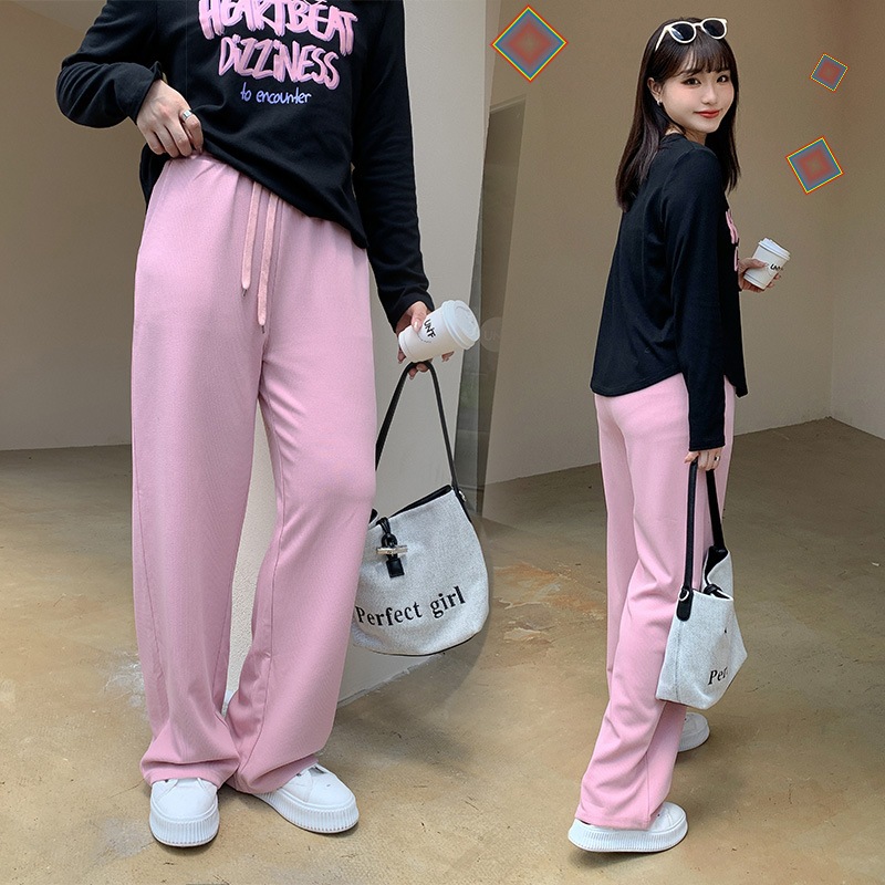 上品 5L 4L 韓国ファッション 大きいサイズ レディース 5l ズボン 秋冬 春夏 ゆったり ワイドパンツ甘辛い大きいサイズのズボンの早秋の女装の欧米のズボンは腰が高くてやせています