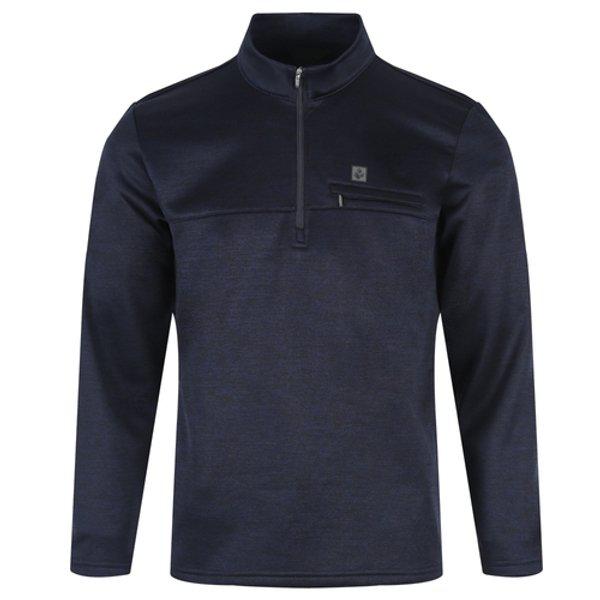 メンズ起毛四方ストレッチハーフジップ軽量長袖Tシャツ FRX-TSK-118-紺色