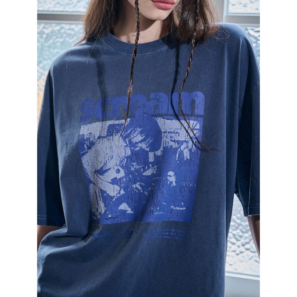 CPGN スクリームピグメントショートスリーブ T シャツダークブルー