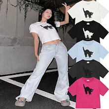 Greedy Cat Regular Fit T-Shirt/半袖Tシャツ/クロップTシャツ