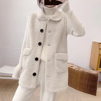トップス ベスト ロング ロング丈 袖なし ノースリーブ Vネック もこもこ モコモコ ふわふわ 前開き ボア シンプル カジュアル 大人 上品 おしゃれ お洒落 レトロ こなれ感 ラフ マニッシュ