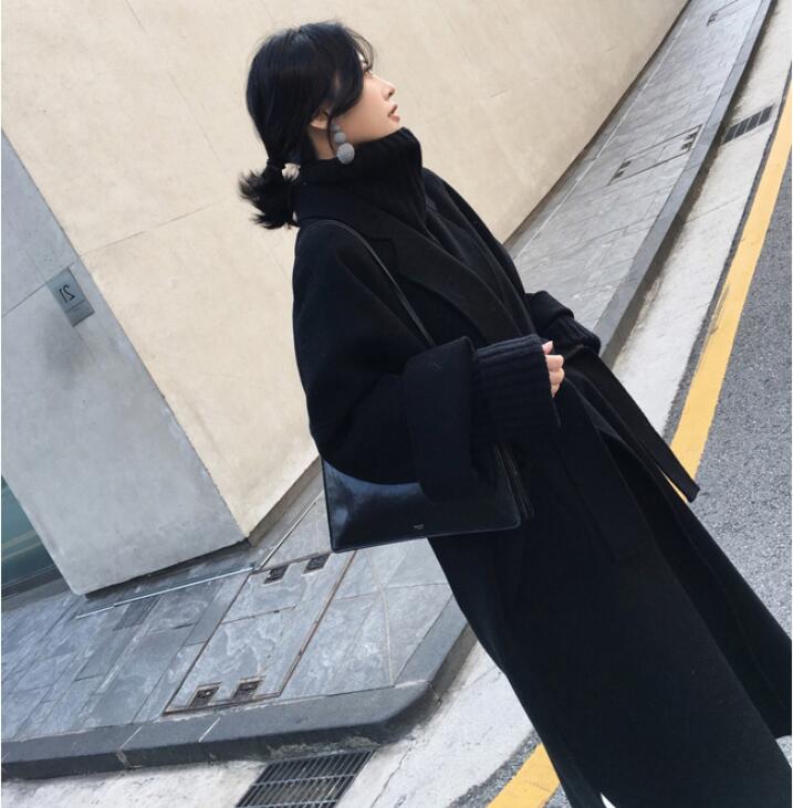 全3色！レディースロングコート　ルーズコート　ラシャ　膝下丈　ミモレ丈　裏地あり　アウター　秋冬物 冬物 冬服 ロングコート　通勤　OL　無地　ポケット付き　チェスターコート　スリット