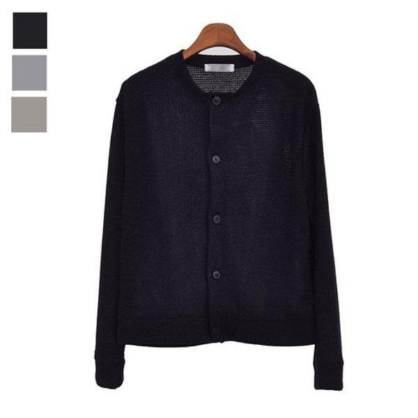 メンズオーニング春秋スかし長袖カーディガン 5C-CA-Q112-ブラック