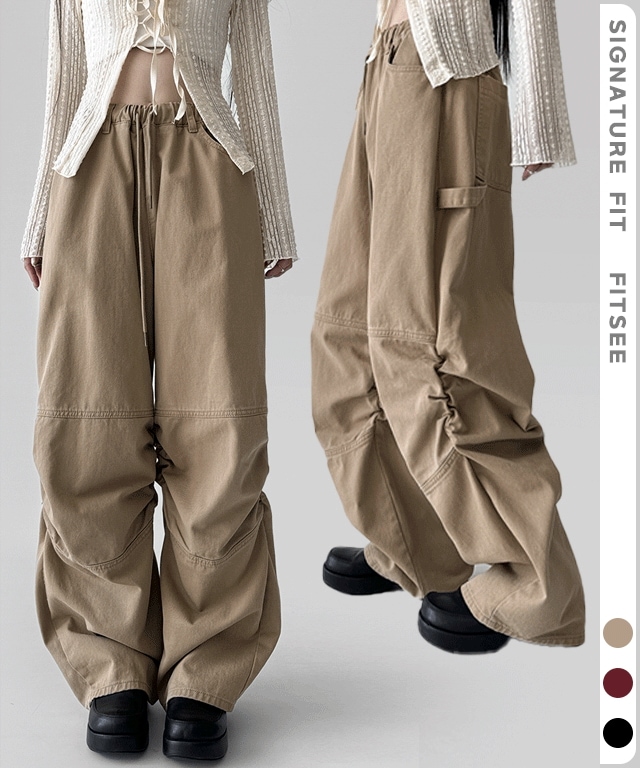 [デザイン]グランフィディック カーフェンダー シャーリング メガ ワイド 立体 バルーンフィット 切開 ズボン パンツ