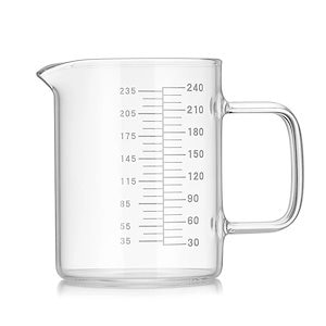持ち手付き高耐熱高ホウケイ酸ガラス製計量カップ 透明目盛付き 家庭用 キッチン ベーキング ミルクカップ 朝食用カップ