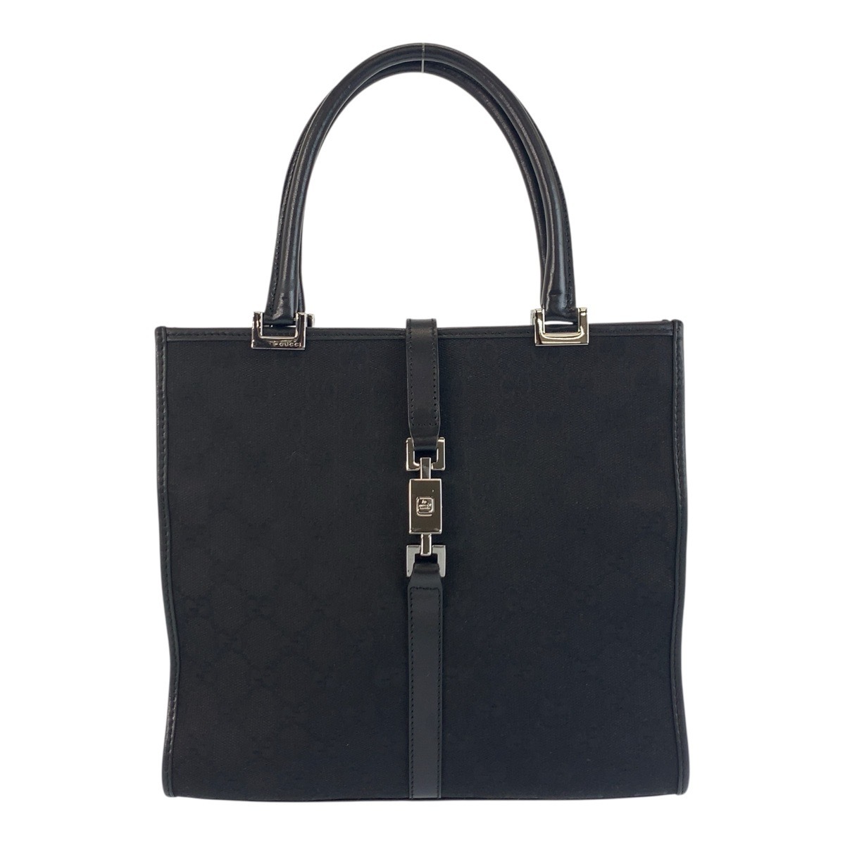美品 ジャッキー ブラック 黒 シルバー金具 GGキャンバス/レザー 002 1065 ハンドバッグ トートバッグ レディース 503877